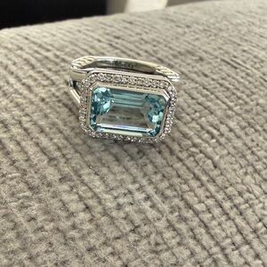 New David Yurman Nobless ring sz 7 authentic w authenticity blue topaz 11mm